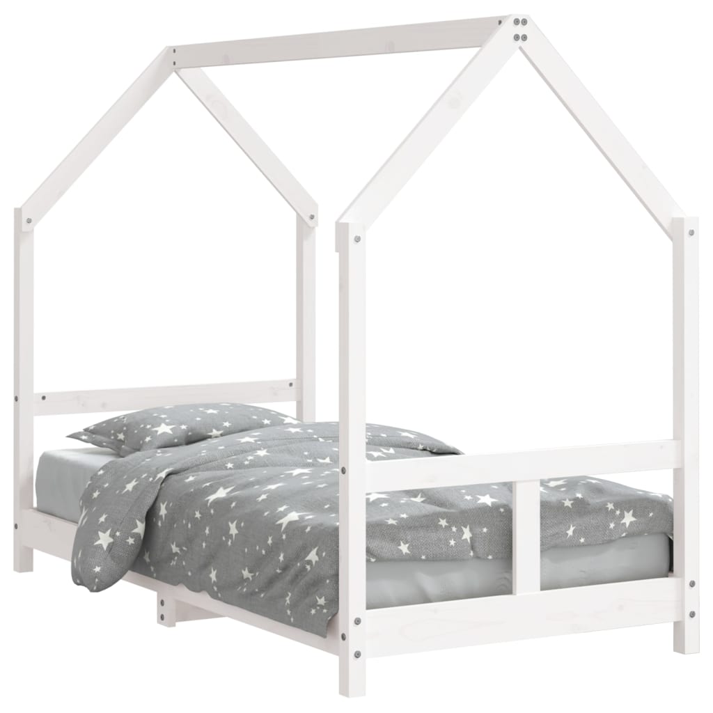 Solid Pine Kids Bed Frame - White 80x160 cm