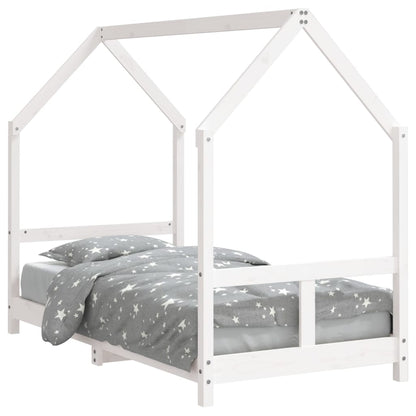 Solid Pine Kids Bed Frame - White 80x160 cm