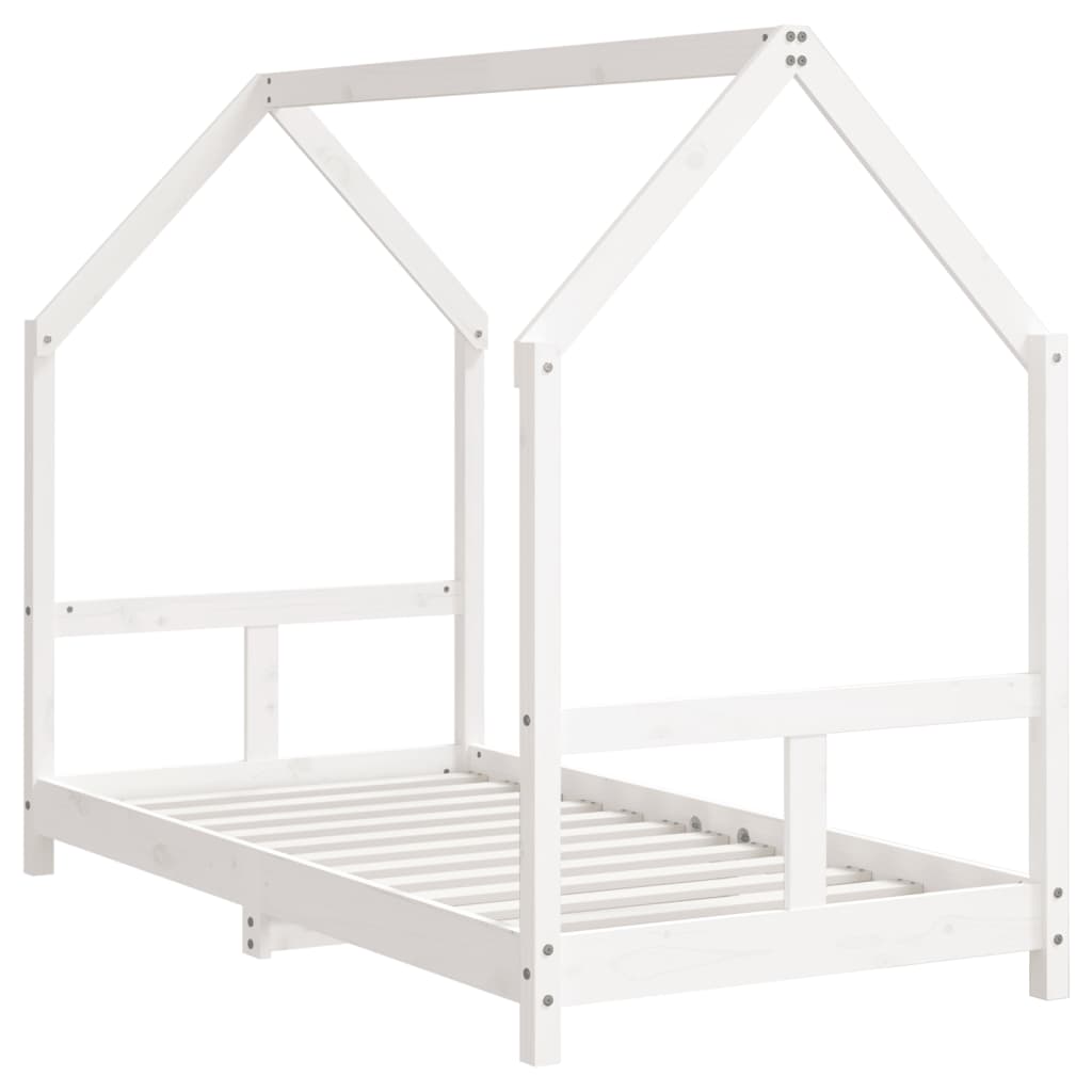 Solid Pine Kids Bed Frame - White 80x160 cm