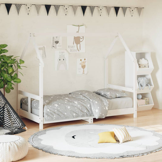 Solid Pine Kids Bed Frame - White 80x160 cm