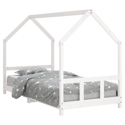 Solid Wood Kids Bed Frame - White 90x190 cm Pine