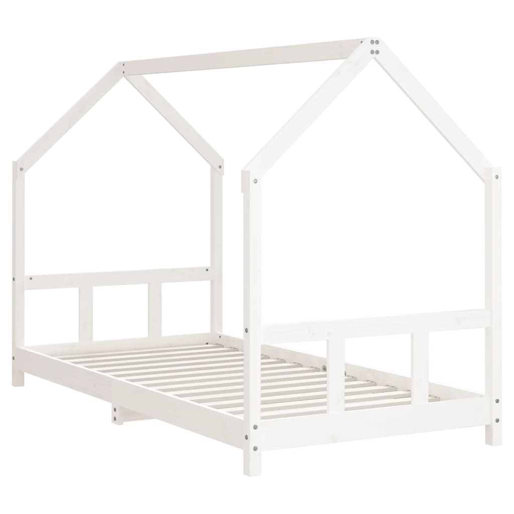 Solid Wood Kids Bed Frame - White 90x190 cm Pine