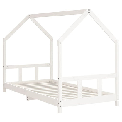 Solid Wood Kids Bed Frame - White 90x190 cm Pine