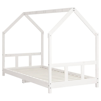 Solid Wood Kids Bed Frame - White 90x190 cm Pine