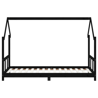 Solid Pine Kids Bed Frame Black 90x190 cm - Sturdy & Stylish