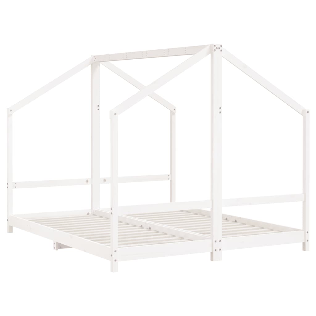 White Solid Wood Pine Kids Bed Frame 2x(80x200) cm