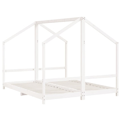 White Solid Wood Pine Kids Bed Frame 2x(80x200) cm