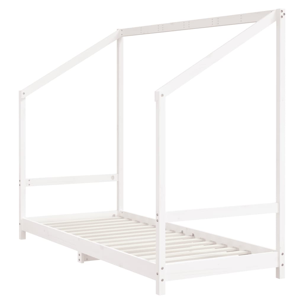White Solid Wood Pine Kids Bed Frame 2x(80x200) cm