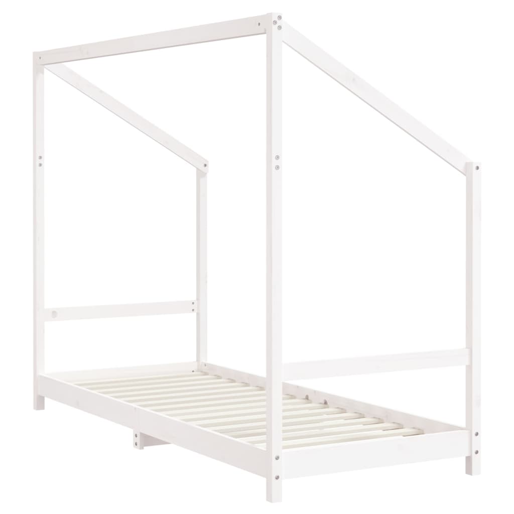 White Solid Wood Pine Kids Bed Frame 2x(80x200) cm