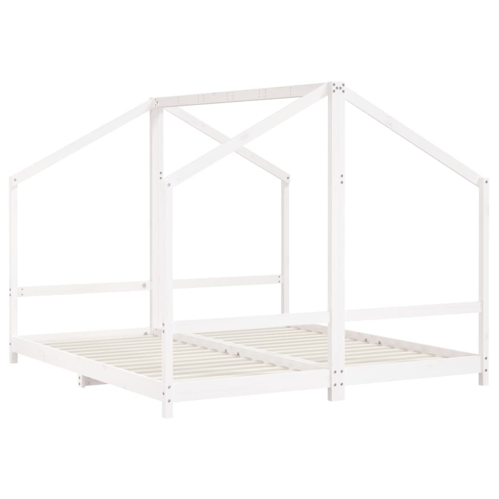 Solid Pine Kids Bed Frame, White, 2x(90x200 cm)