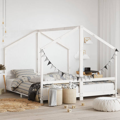 Solid Pine Kids Bed Frame, White, 2x(90x200 cm)