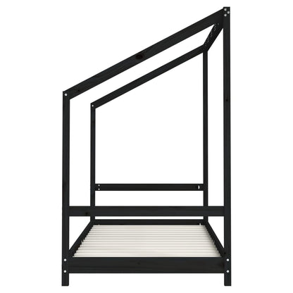 Solid Pine Wood Kids Bed Frame Black 2x(90x200) cm