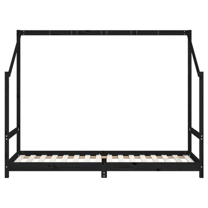 Solid Pine Wood Kids Bed Frame Black 2x(90x200) cm