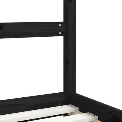 Solid Pine Wood Kids Bed Frame Black 2x(90x200) cm