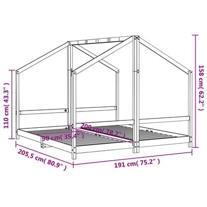Solid Pine Wood Kids Bed Frame Black 2x(90x200) cm