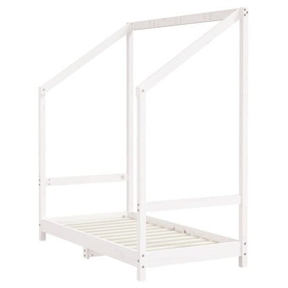 White Solid Pine Kids Bed Frame - 2x(70x140) cm, Durable Wood