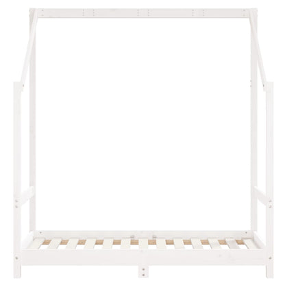 White Solid Pine Kids Bed Frame - 2x(70x140) cm, Durable Wood