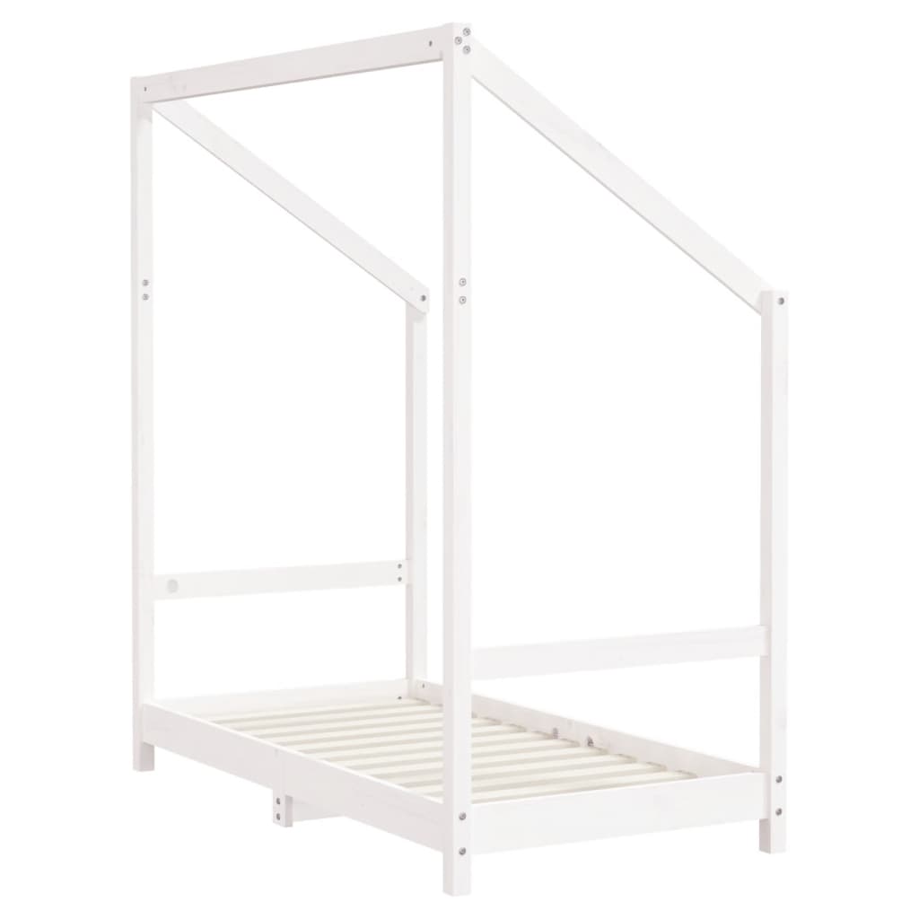 White Solid Pine Kids Bed Frame - 2x(70x140) cm, Durable Wood