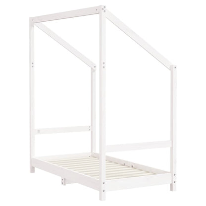 White Solid Pine Kids Bed Frame - 2x(70x140) cm, Durable Wood
