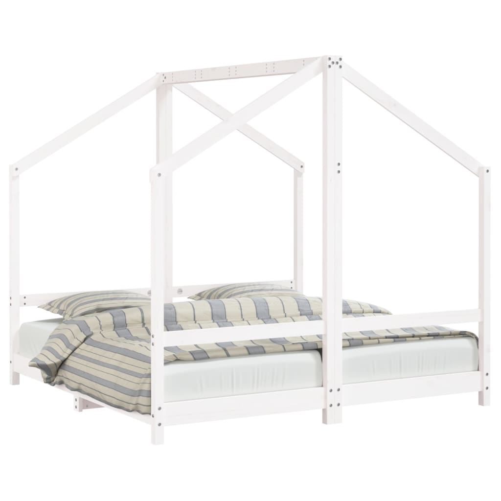 Solid Pine Kids Bed Frame - White, 2x(80x160) cm Sturdy Design