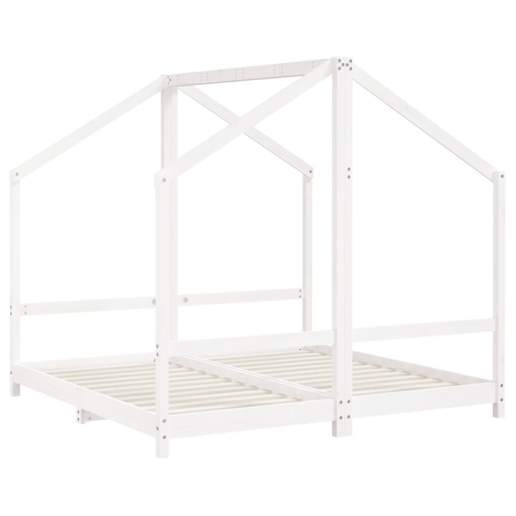 Solid Pine Kids Bed Frame - White, 2x(80x160) cm Sturdy Design