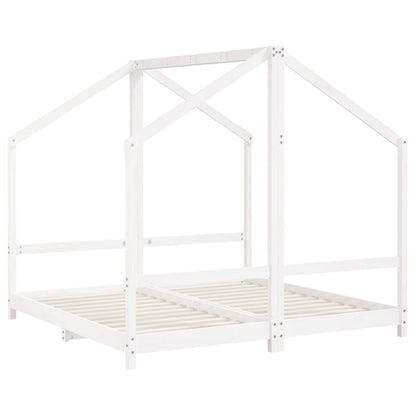Solid Pine Kids Bed Frame - White, 2x(80x160) cm Sturdy Design