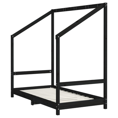 Kids Solid Pine Bed Frame, Black 2x(80x160) cm