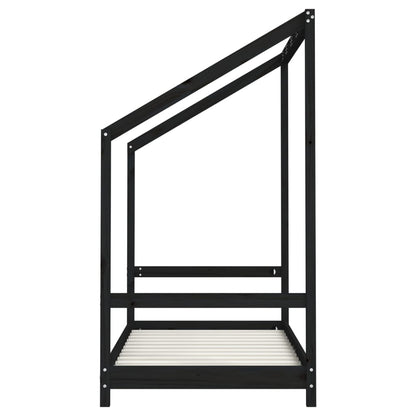Kids Solid Pine Bed Frame, Black 2x(80x160) cm