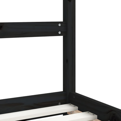 Kids Solid Pine Bed Frame, Black 2x(80x160) cm