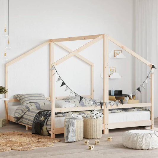 Solid Pine Kids Bed Frame 2x(90x190)cm - Durable & Stylish