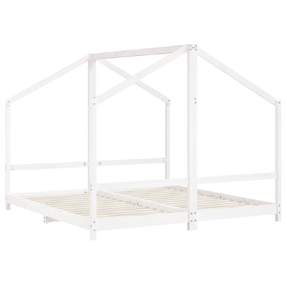 Solid Pine Wood Kids Bed Frame, White - 2x(90x190) cm