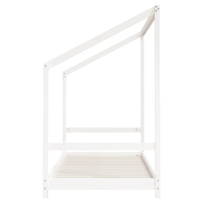 Solid Pine Wood Kids Bed Frame, White - 2x(90x190) cm