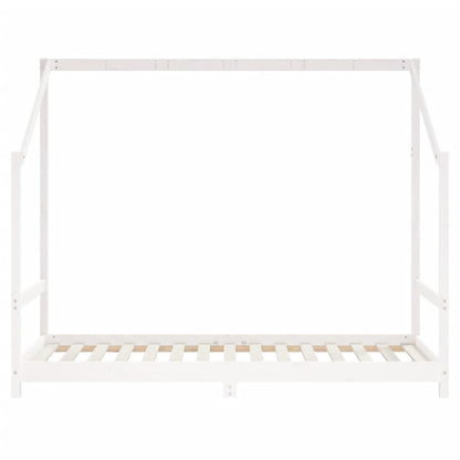 Solid Pine Wood Kids Bed Frame, White - 2x(90x190) cm