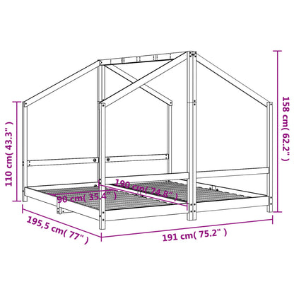 Solid Pine Black Kids Bed Frame 2x(90x190) cm - Durable & Stylish