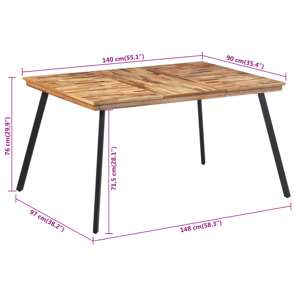 Solid Teak Dining Table 148x97x76 cm - Elegant & Durable Design
