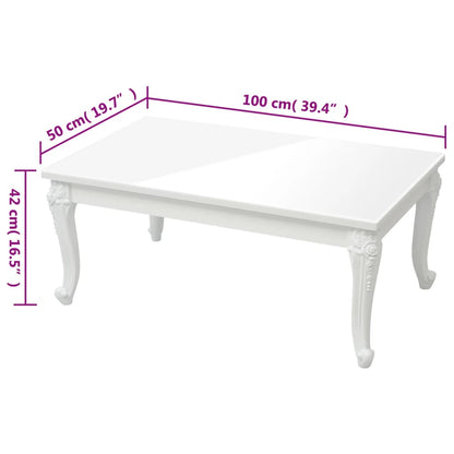 Coffee Table High Gloss White 100x50x42 cm Engineered Wood