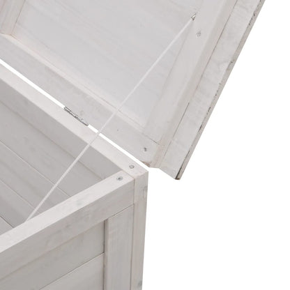 White Solid Fir Wood Garden Storage Box - 50x49x56.5 cm
