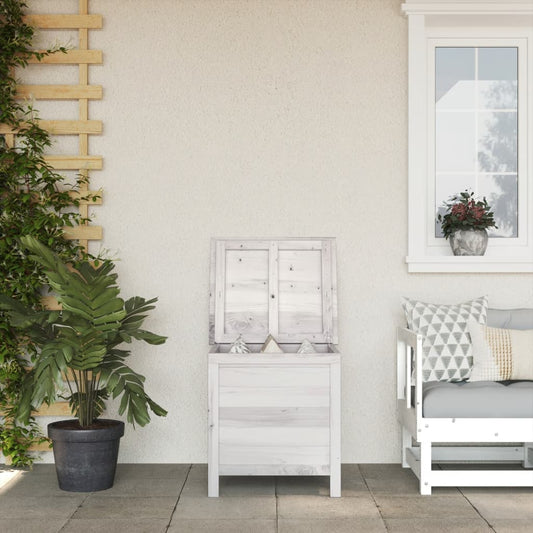 White Solid Fir Wood Garden Storage Box - 50x49x56.5 cm