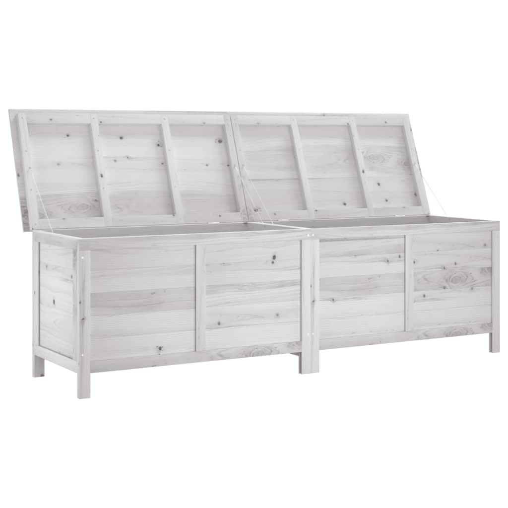 White Solid Fir Wood Garden Storage Box 198.5x50x56.5 cm