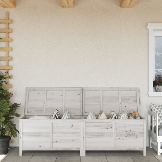 White Solid Fir Wood Garden Storage Box 198.5x50x56.5 cm