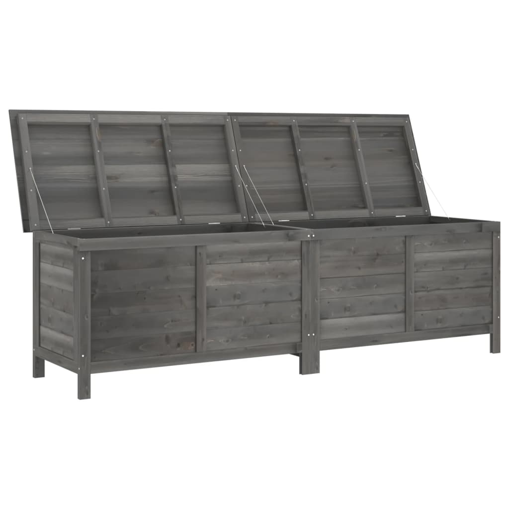 Anthracite Solid Wood Fir Garden Storage Box 198.5x50x56.5 cm