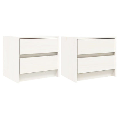 White Solid Pine Bedside Cabinets - Set of 2, 40x31x35.5 cm