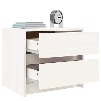 White Solid Pine Bedside Cabinets - Set of 2, 40x31x35.5 cm