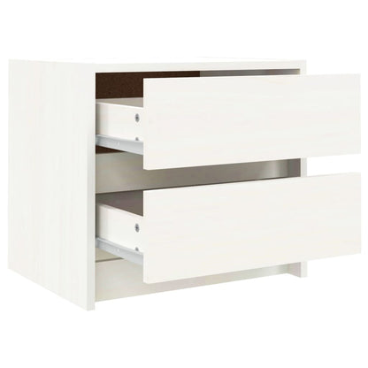 White Solid Pine Bedside Cabinets - Set of 2, 40x31x35.5 cm