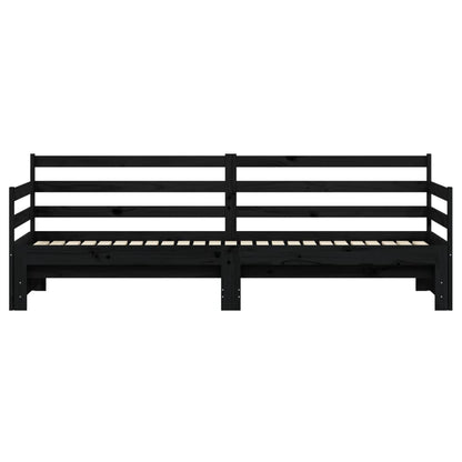 Solid Wood Black Daybed with Trundle 90x200 cm - No Mattress Included