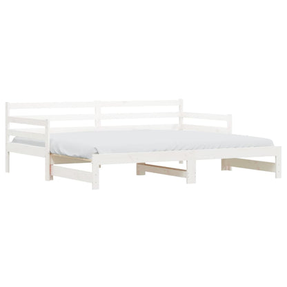 White Solid Wood Daybed with Trundle 90x190 cm - No Mattress
