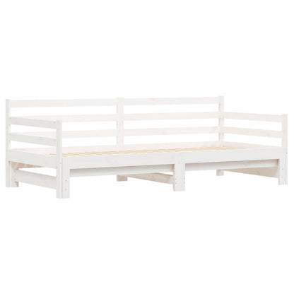 White Solid Wood Daybed with Trundle 90x190 cm - No Mattress