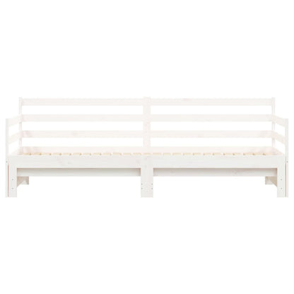 White Solid Wood Daybed with Trundle 90x190 cm - No Mattress