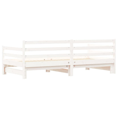White Solid Wood Daybed with Trundle 90x190 cm - No Mattress