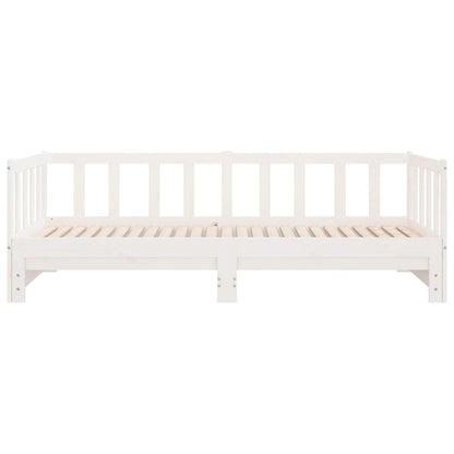 White Solid Wood Day Bed with Trundle 90x200 cm - Mattress Not Included